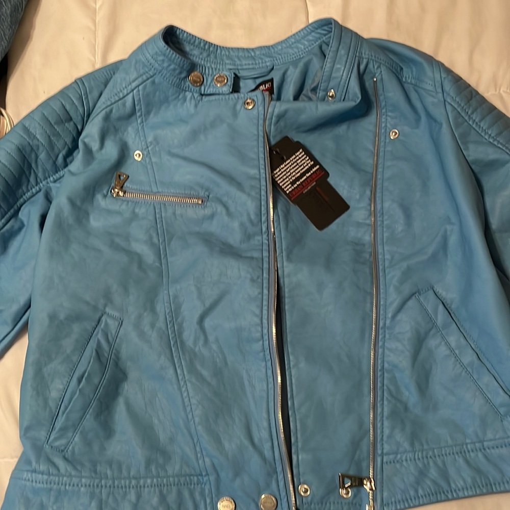 Blue PU Leather Moro Jacket